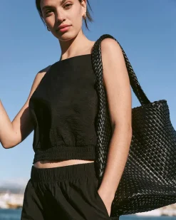 Braided Faux-Leather Tote Bag