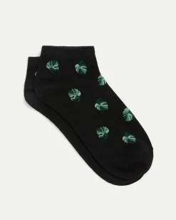 Cotton Anklet Socks with Monsteras