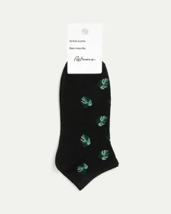 Cotton Anklet Socks with Monsteras