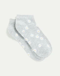 Cotton Anklet Socks with Daisies
