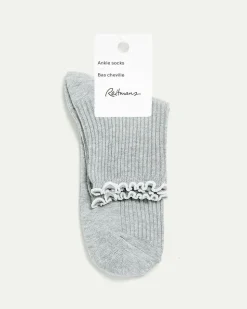 Cotton Anklet Socks with Ruffled Hems