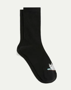 Cotton Crew Socks with Cat on Shelf