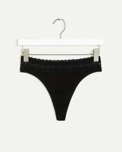 Cotton Tanga Panties with Lace Waistband - R Line