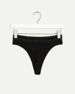 Cotton Tanga Panties with Lace Waistband - R Line