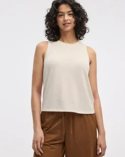 Crew-Neck Tank with Crochet Trims