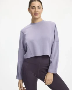Cropped Long-Sleeve Crew-Neck Sweatshirt - Hyba