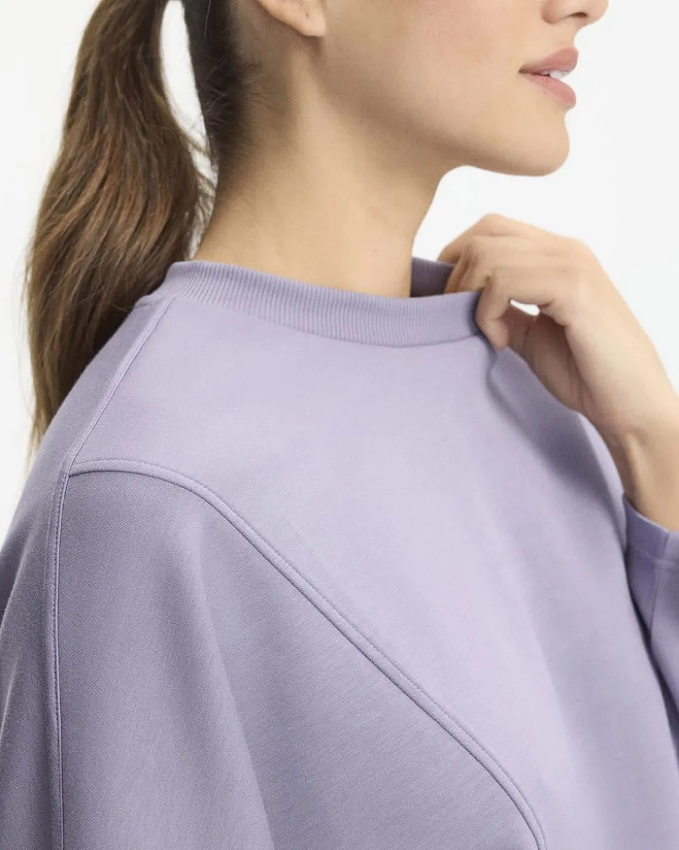 Cropped Long-Sleeve Crew-Neck Sweatshirt - Hyba