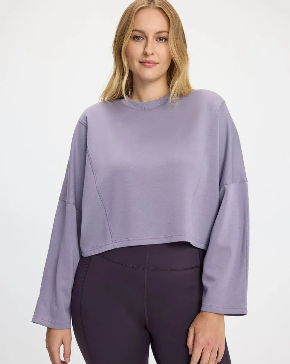 Cropped Long-Sleeve Crew-Neck Sweatshirt - Hyba