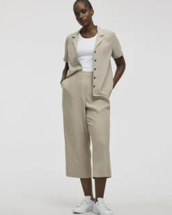 Cropped Wide-Leg Linen-Blend Pant