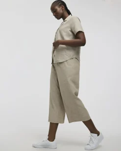 Cropped Wide-Leg Linen-Blend Pant