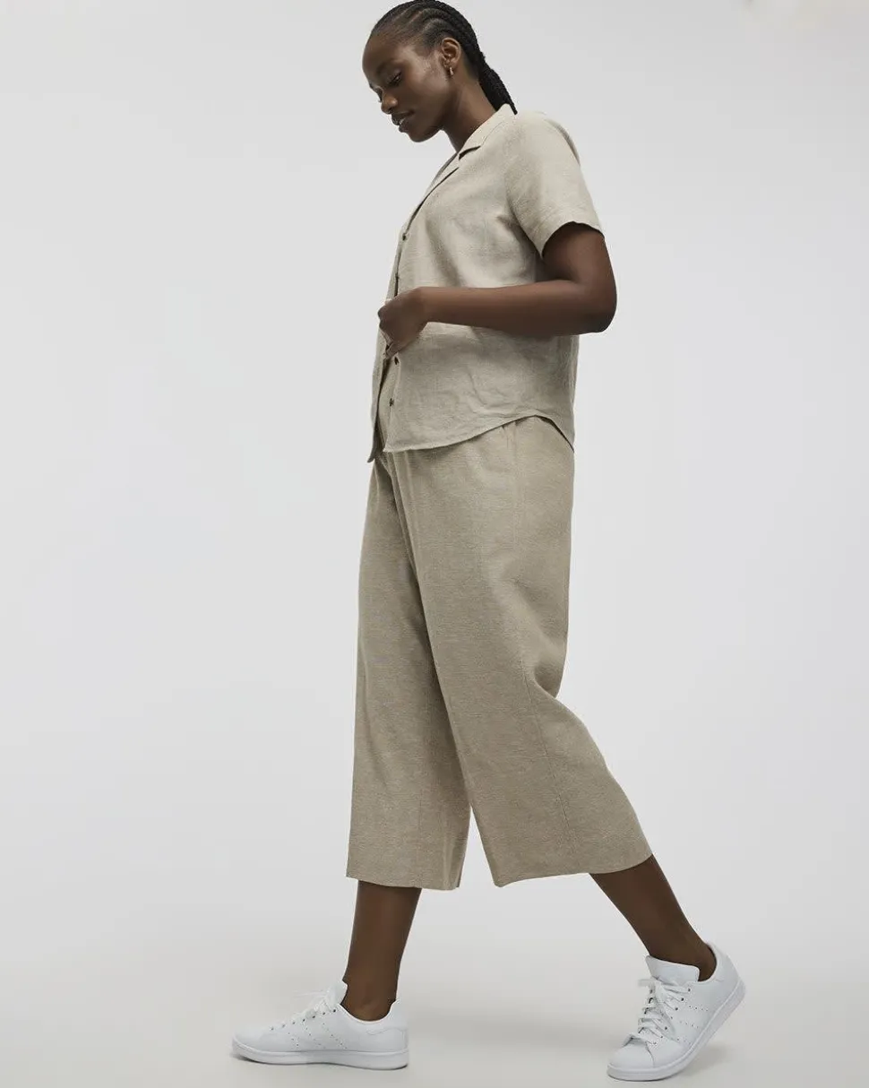 Cropped Wide-Leg Linen-Blend Pant