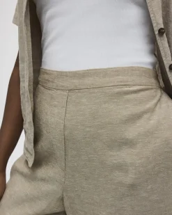 Cropped Wide-Leg Linen-Blend Pant
