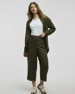 Cropped Wide-Leg Linen-Blend Pant