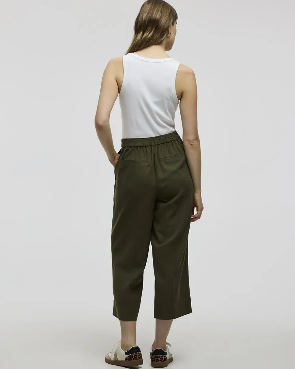Cropped Wide-Leg Linen-Blend Pant