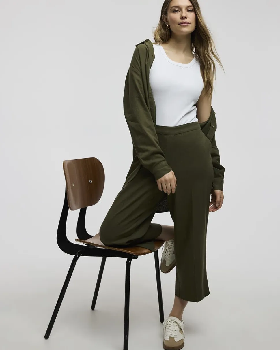 Cropped Wide-Leg Linen-Blend Pant