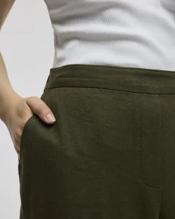 Cropped Wide-Leg Linen-Blend Pant