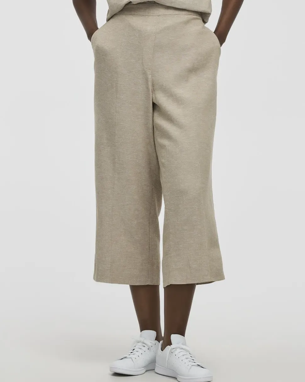 Cropped Wide-Leg Linen-Blend Pant - Petite