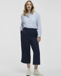 Cropped Wide-Leg Linen-Blend Pant - Petite
