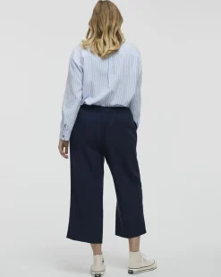 Cropped Wide-Leg Linen-Blend Pant - Petite