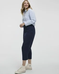 Cropped Wide-Leg Linen-Blend Pant - Petite
