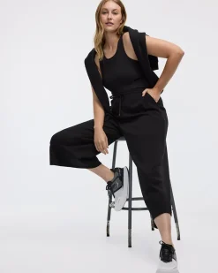 Cropped Wide-Leg Scuba Pants - Hyba