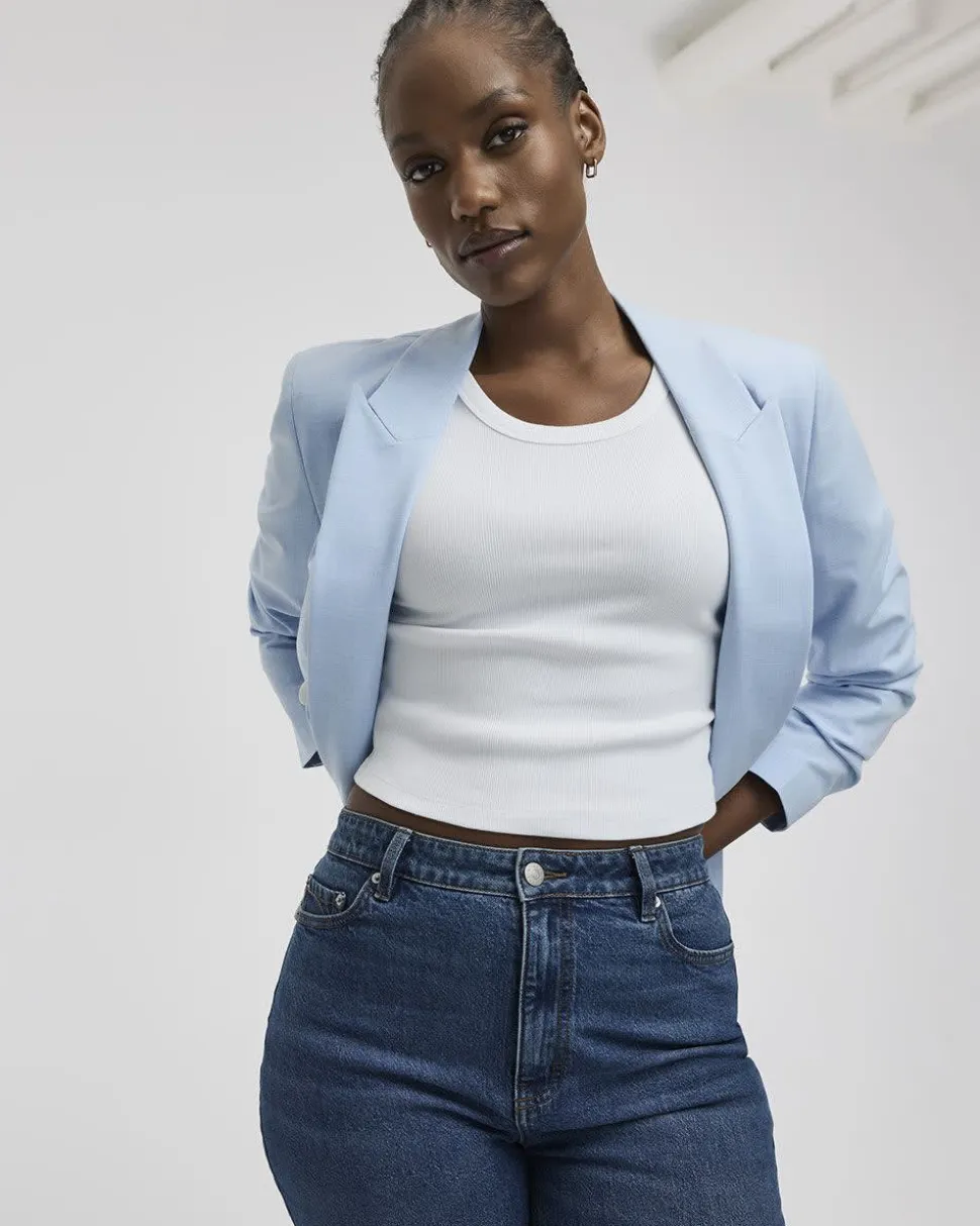 Crosshatch Double-Breasted Blazer