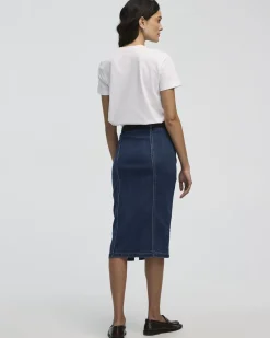 Denim Pull-On Midi Skirt