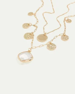 Double-Chain Short Necklace with Coin Pendants