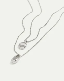 Double-Layer Short Necklace with Metal Pendants