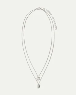 Double-Layer Short Necklace with Metal Pendants