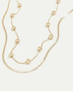 Double-Layer Short Necklace with Heart Chain