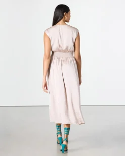 Extended-Sleeve Maxi Dress with Wrap V Neckline