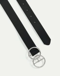Faux Leather Belt with Double Ring Buckle