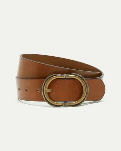 Faux Leather Belt with Oval Buckle