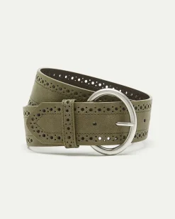 Faux Leather Belt with Perforated Details