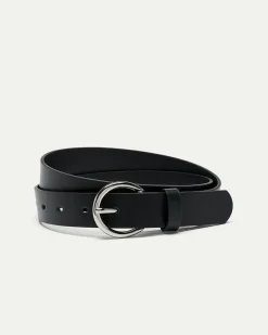 Faux Leather Belt with Round Buckle
