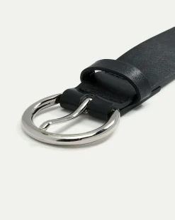 Faux Leather Belt with Round Buckle