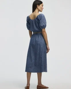 Flowy Denim Midi Skirt
