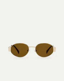 Golden Sunglasses with Oval Lenses