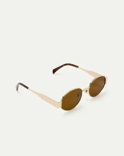 Golden Sunglasses with Oval Lenses