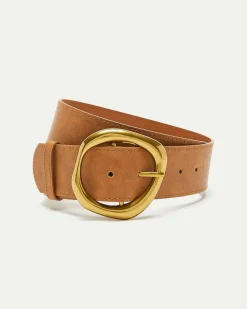 Large Faux Leather Belt with Statement Buckle