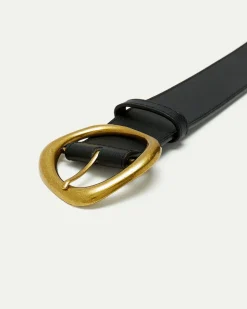 Large Faux Leather Belt with Statement Buckle