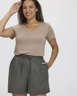 Linen Blend Shorts with Drawstring