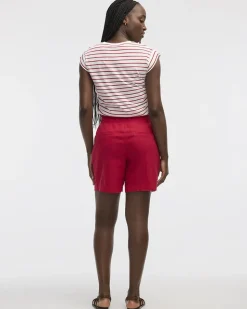 Linen-Blend Shorts with Elastic Waistband