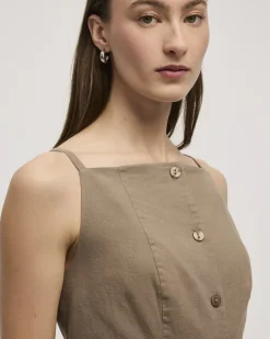 Linen-Blend Square-Neck Vest