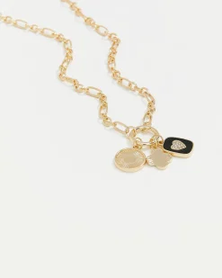 Link Chain Necklace with Stone Pendant