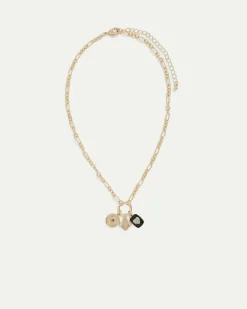 Link Chain Necklace with Stone Pendant