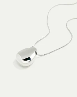 Long Necklace with Metal Stone Pendant