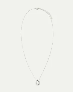 Long Necklace with Metal Stone Pendant