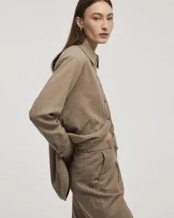 Long-Sleeve Linen Blend Shirt